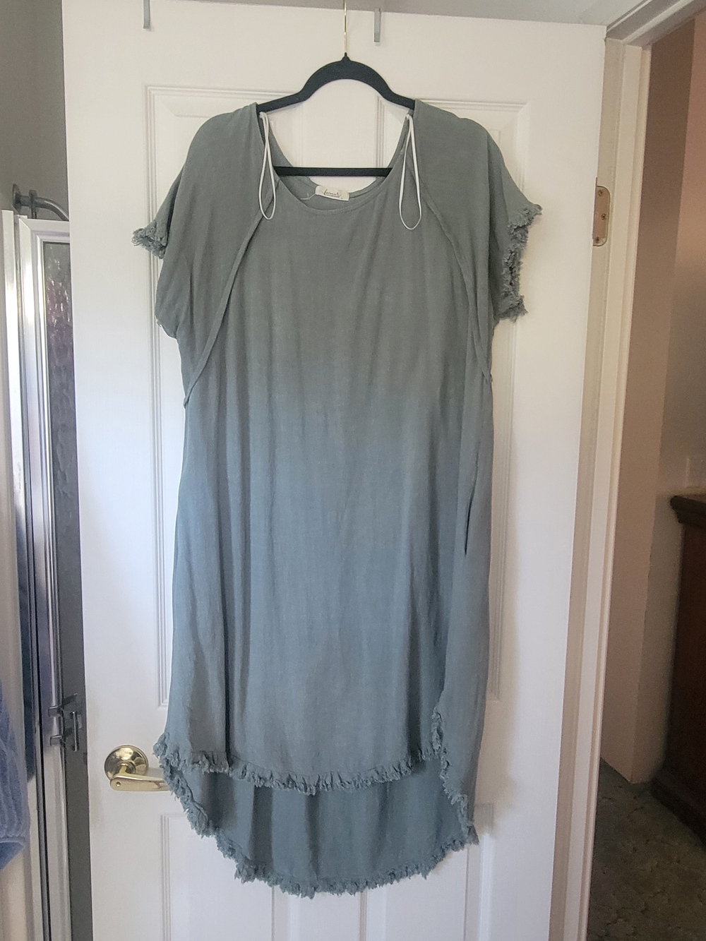Washed Sage High-Low Fringe Tunic Dress - Relaxed Boho Style